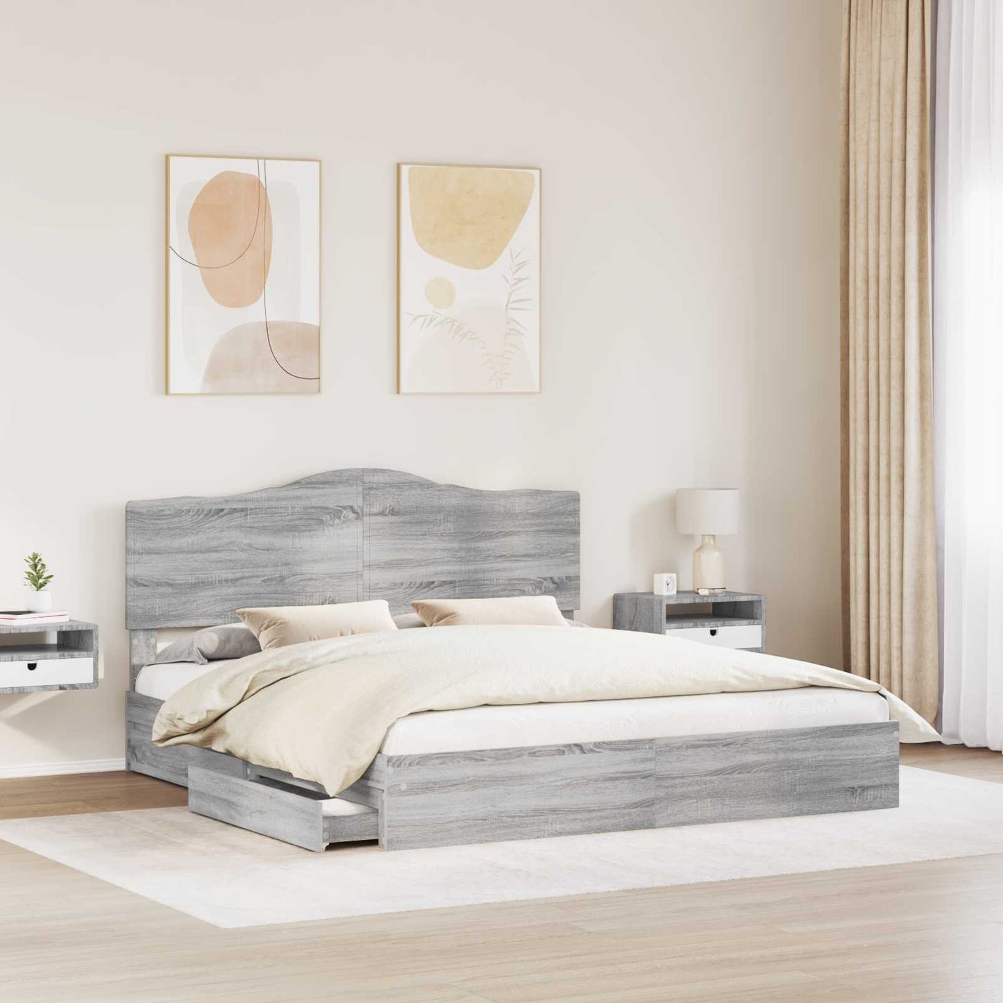 Aufbewahrungsbett Graues Sonoma 180 x 200 cm Holzwerkstoff