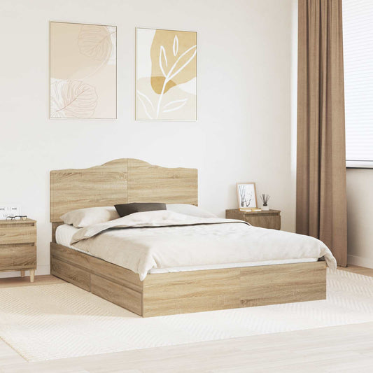 Aufbewahrungsbett Sonoma-Eiche 160 x 200 cm Holzwerkstoff