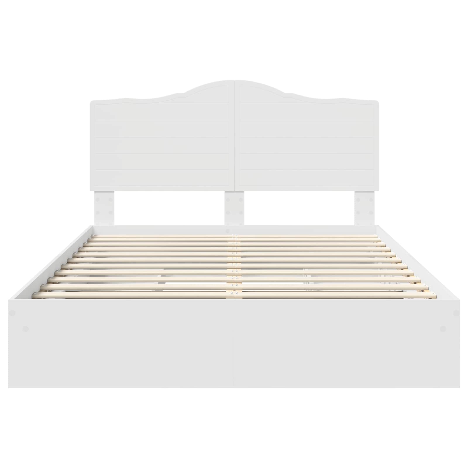 Aufbewahrungsbett mit Kopfteil Weiß 140 x 200 cm Holzwerkstoff