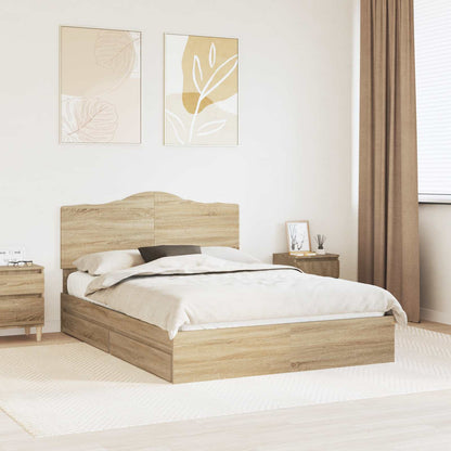 Aufbewahrungsbett Sonoma-Eiche 140 x 200 cm Holzwerkstoff