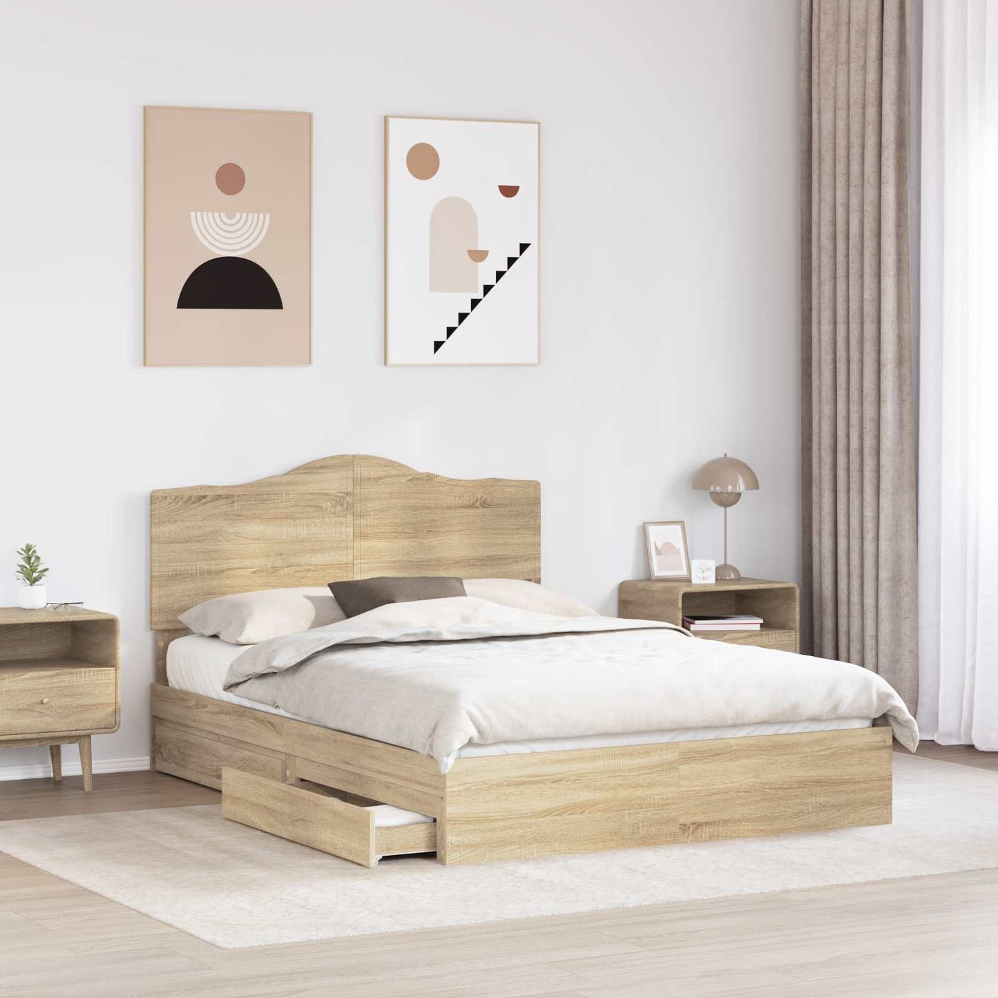 Aufbewahrungsbett Sonoma-Eiche 140 x 200 cm Holzwerkstoff