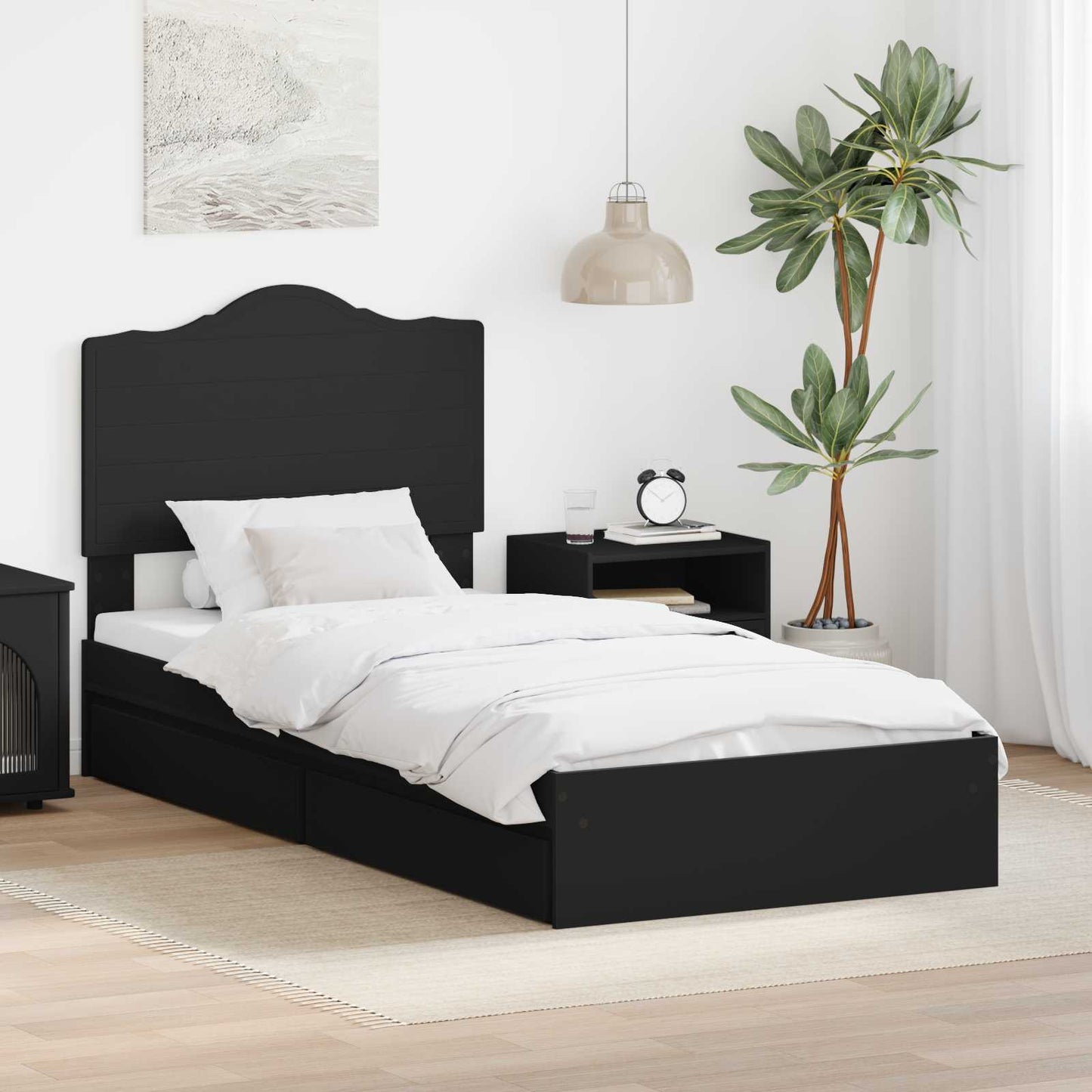 Aufbewahrungsbett Verstellbar Schwarz 90 x 190 cm Holzwerkstoff