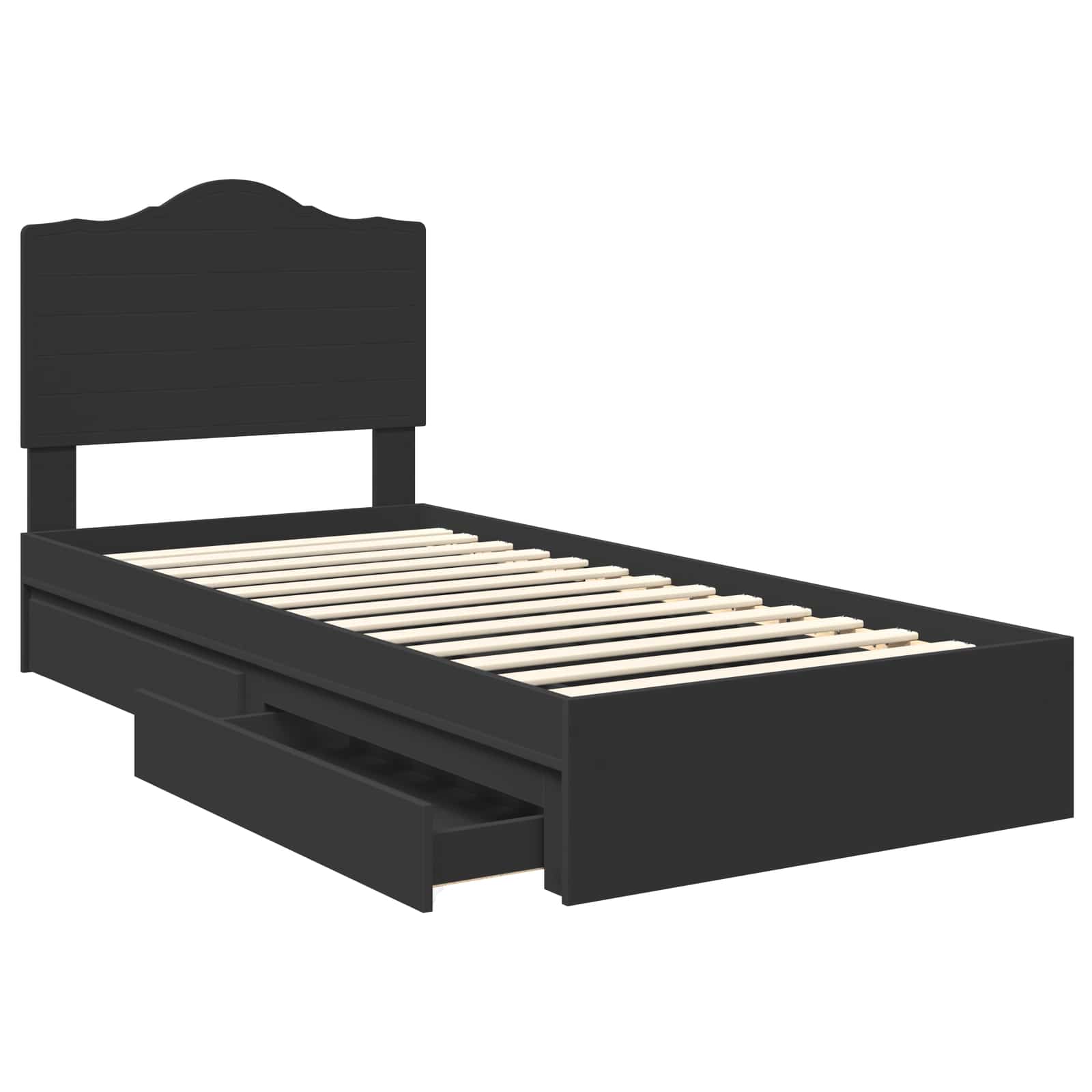 Aufbewahrungsbett Verstellbar Schwarz 90 x 190 cm Holzwerkstoff