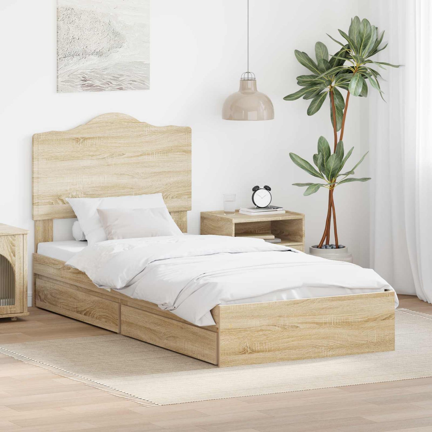 Aufbewahrungsbett Sonoma-Eiche 70 x 190 cm Holzwerkstoff