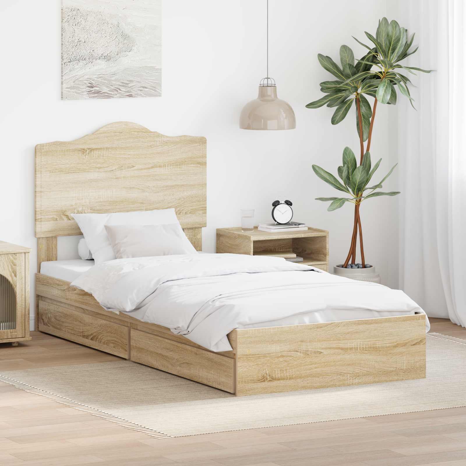 Aufbewahrungsbett Sonoma-Eiche 70 x 190 cm Holzwerkstoff