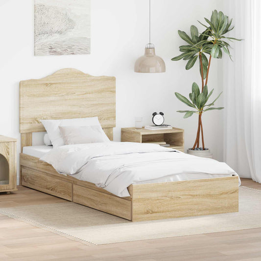 Aufbewahrungsbett Sonoma-Eiche 70 x 190 cm Holzwerkstoff