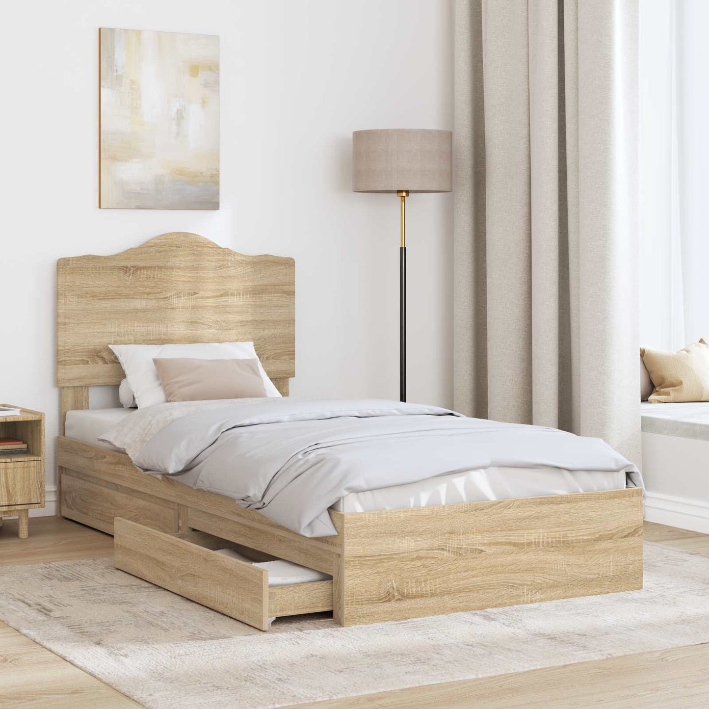 Aufbewahrungsbett Sonoma-Eiche 70 x 190 cm Holzwerkstoff