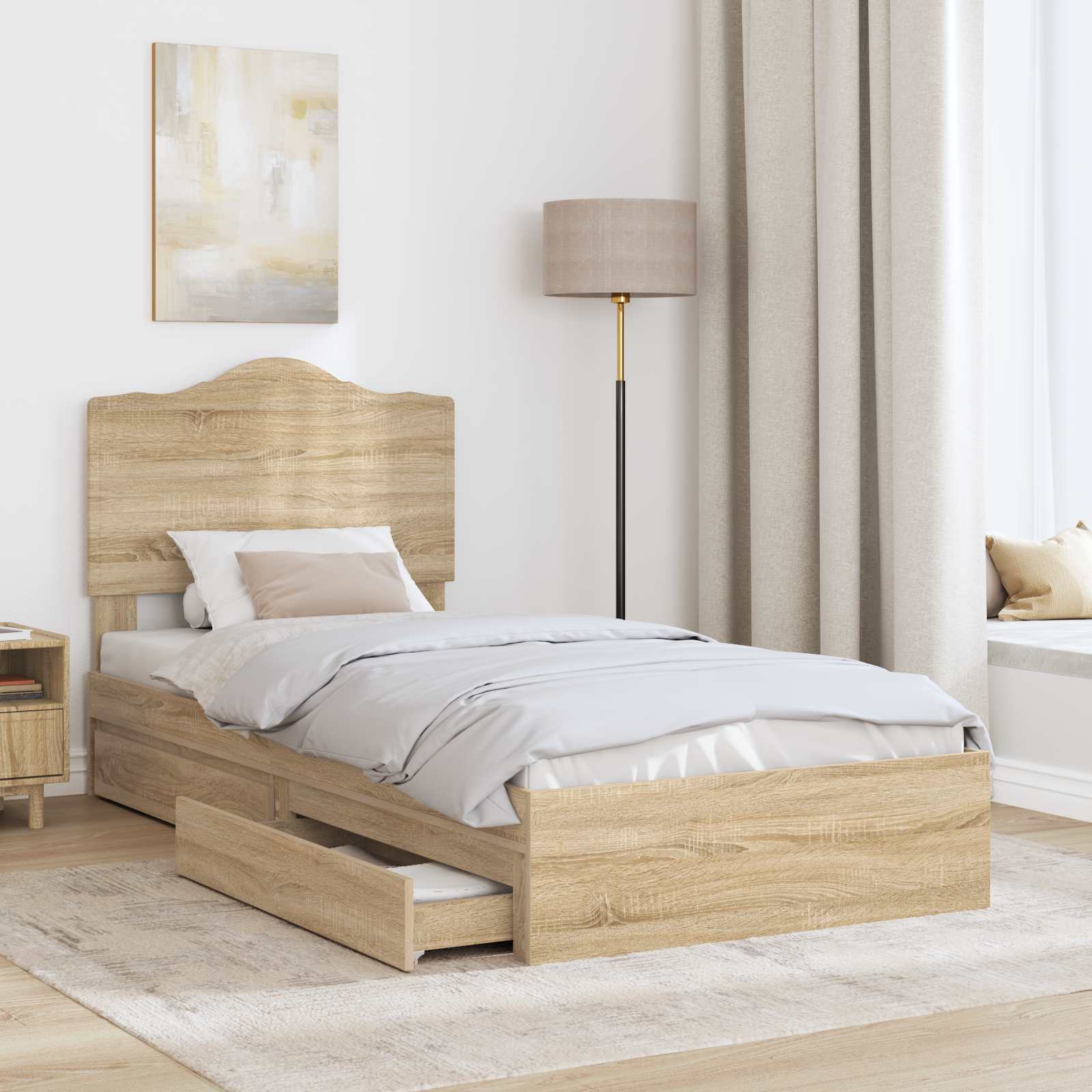 Aufbewahrungsbett Sonoma-Eiche 70 x 190 cm Holzwerkstoff