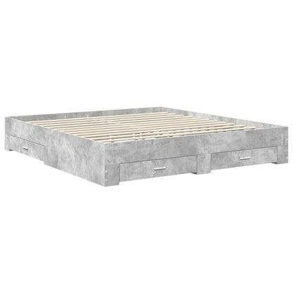 Bettrahmen mit Schubladen Beton Grau 200 x 200 cm Holzwerkstoff