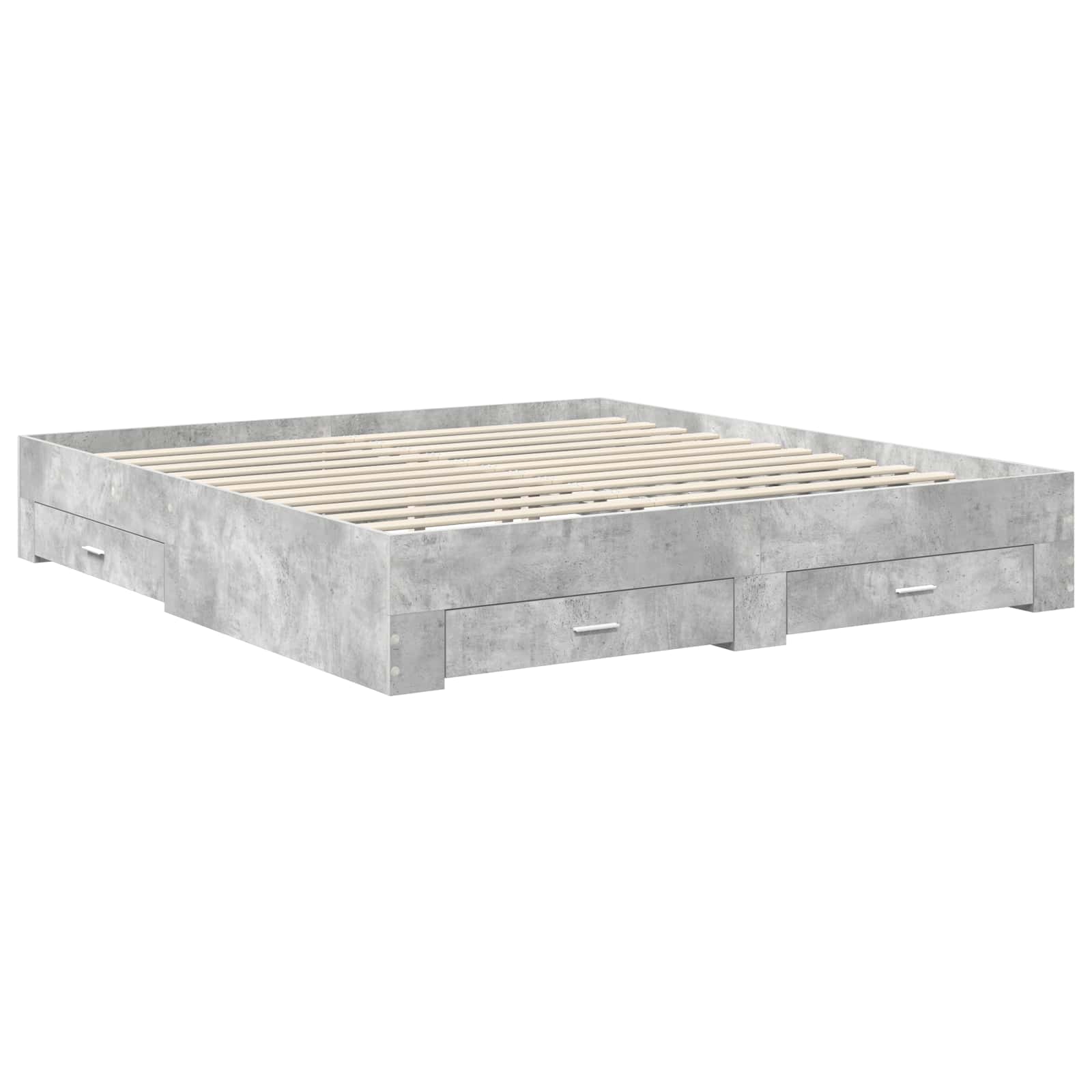 Bettrahmen mit Schubladen Beton Grau 200 x 200 cm Holzwerkstoff