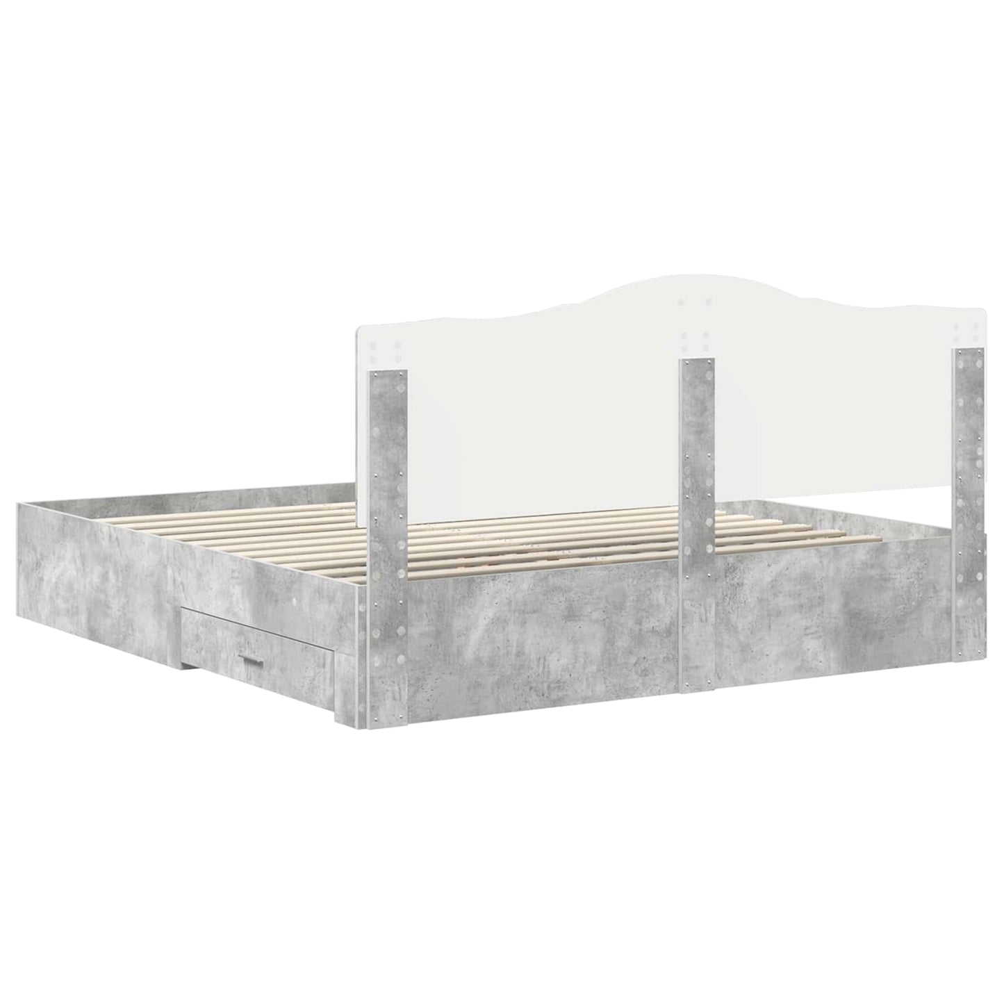 Bettrahmen mit Schubladen Beton Grau 200 x 200 cm Holzwerkstoff