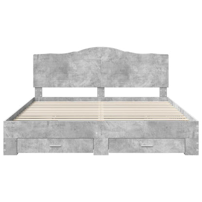 Bettrahmen mit Schubladen Beton Grau 200 x 200 cm Holzwerkstoff