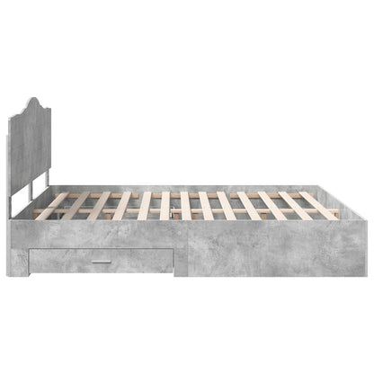 Bettrahmen mit Schubladen Beton Grau 200 x 200 cm Holzwerkstoff