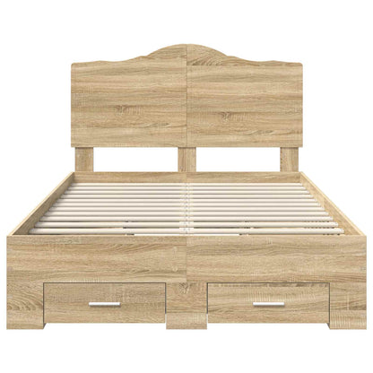 Bettrahmen mit Kopfteil Sonoma-Eiche 135 x 190 cm Holzwerkstoff