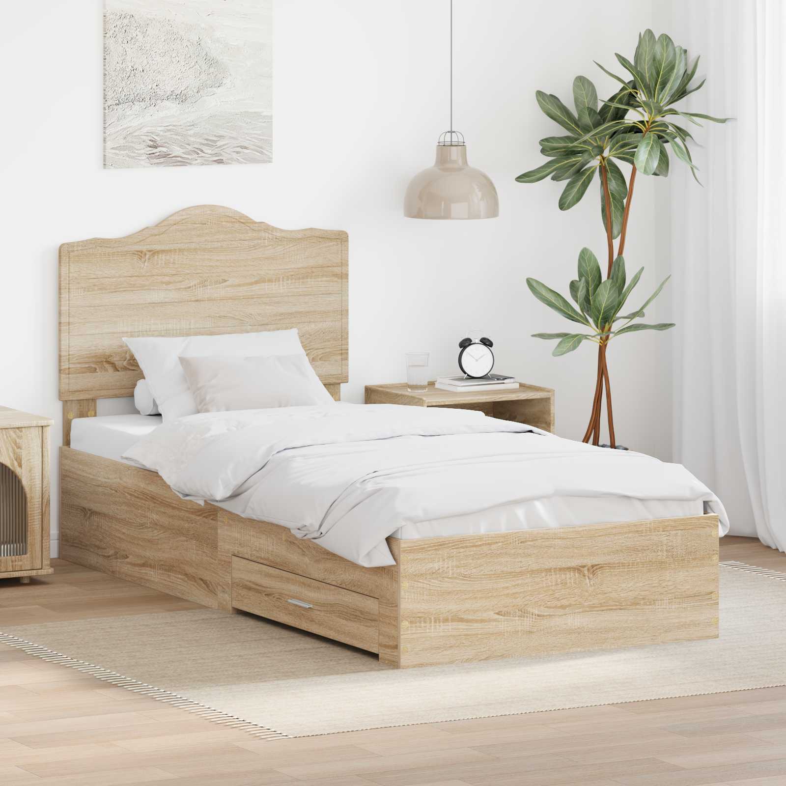 Bettrahmen mit Kopfteil Sonoma-Eiche 70 x 190 cm Holzwerkstoff
