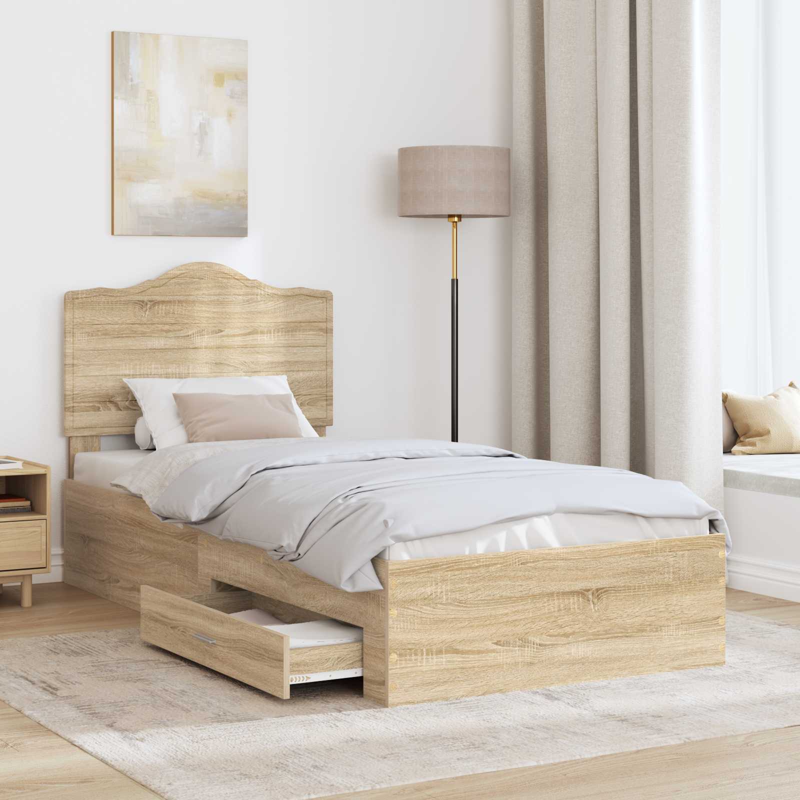 Bettrahmen mit Kopfteil Sonoma-Eiche 70 x 190 cm Holzwerkstoff