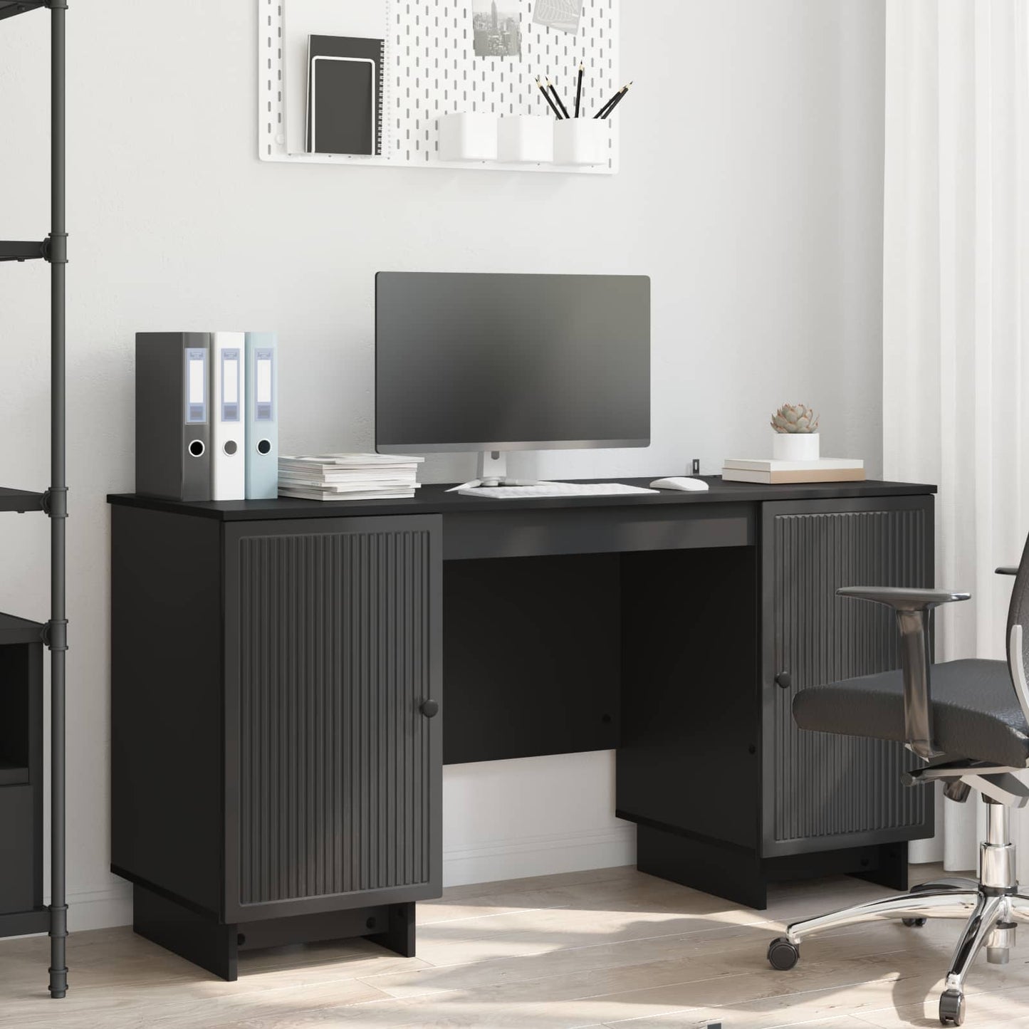 Schreibtisch Schwarz Holzwerkstoff 142,5 x 50 x 75 cm