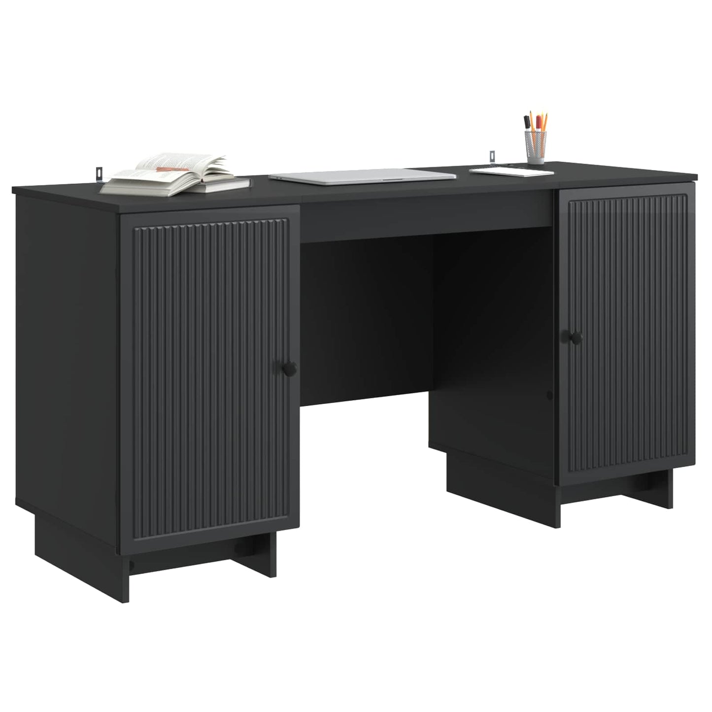 Schreibtisch Schwarz Holzwerkstoff 142,5 x 50 x 75 cm