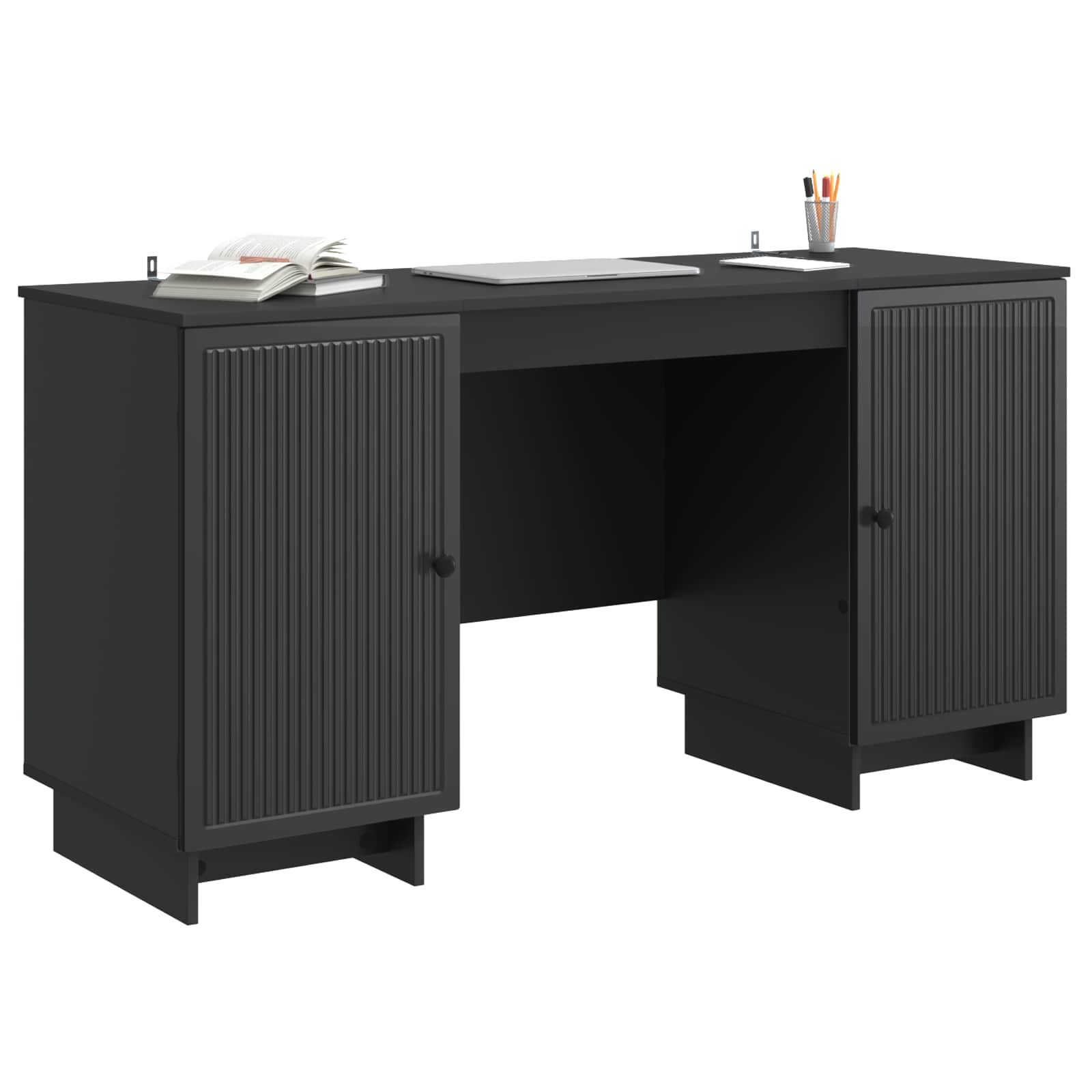 Schreibtisch Schwarz Holzwerkstoff 142,5 x 50 x 75 cm