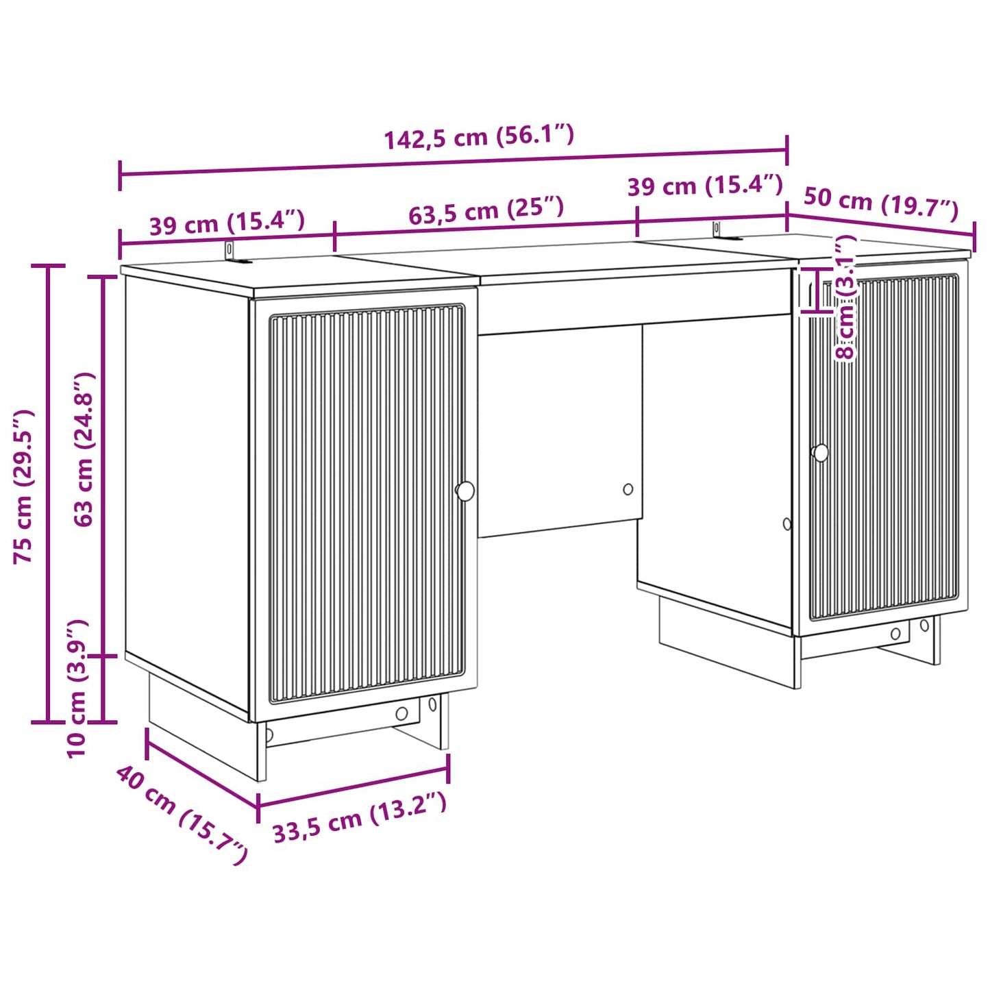 Schreibtisch Schwarz Holzwerkstoff 142,5 x 50 x 75 cm