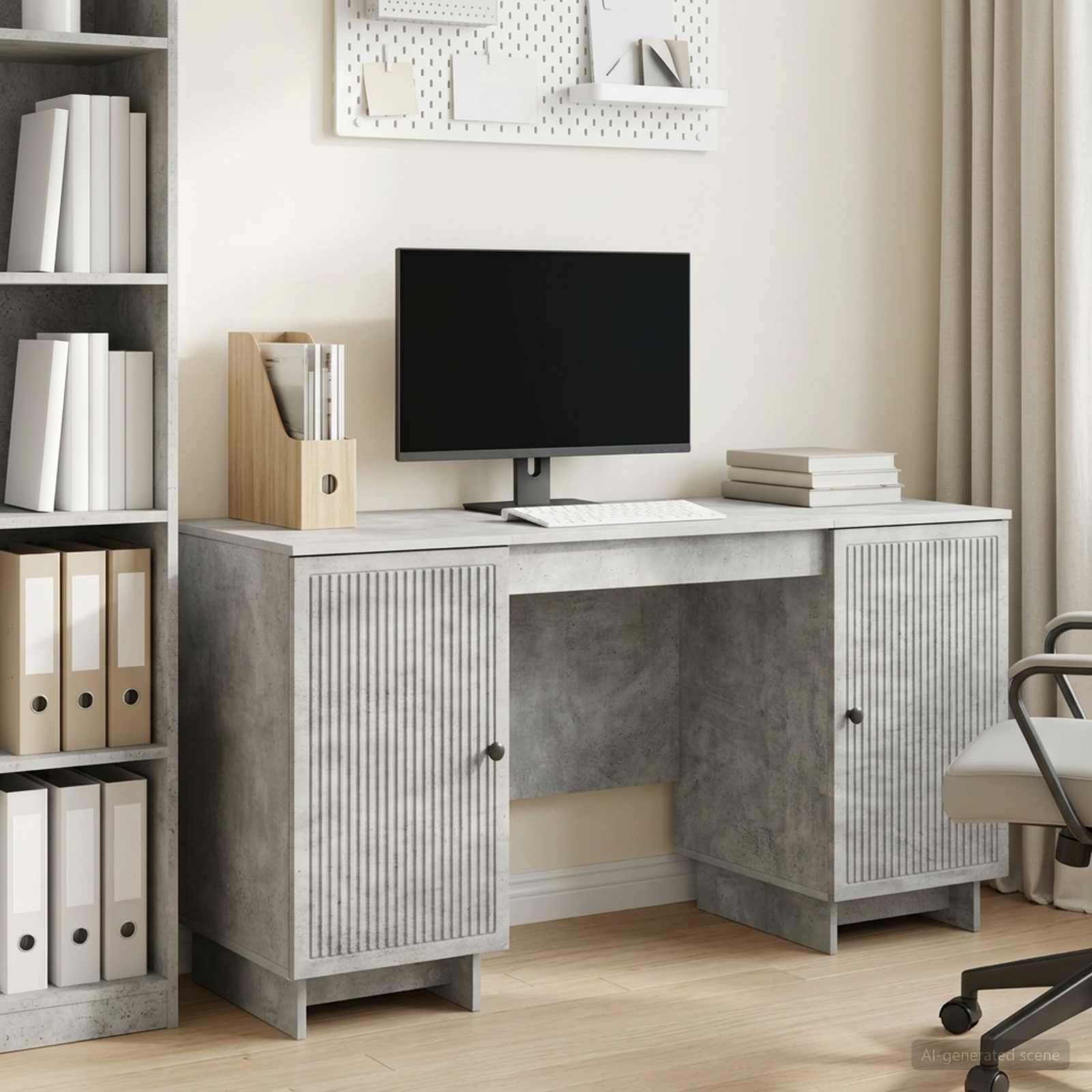 Schreibtisch Betongrau Holzwerkstoff 142,5 x 50 x 75 cm