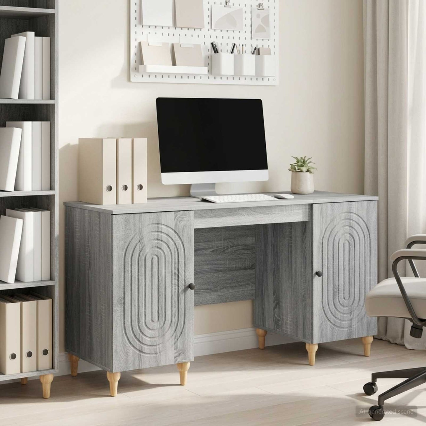 Schreibtisch Graues Sonoma 142,5 x 50 x 75 cm Holzwerkstoff