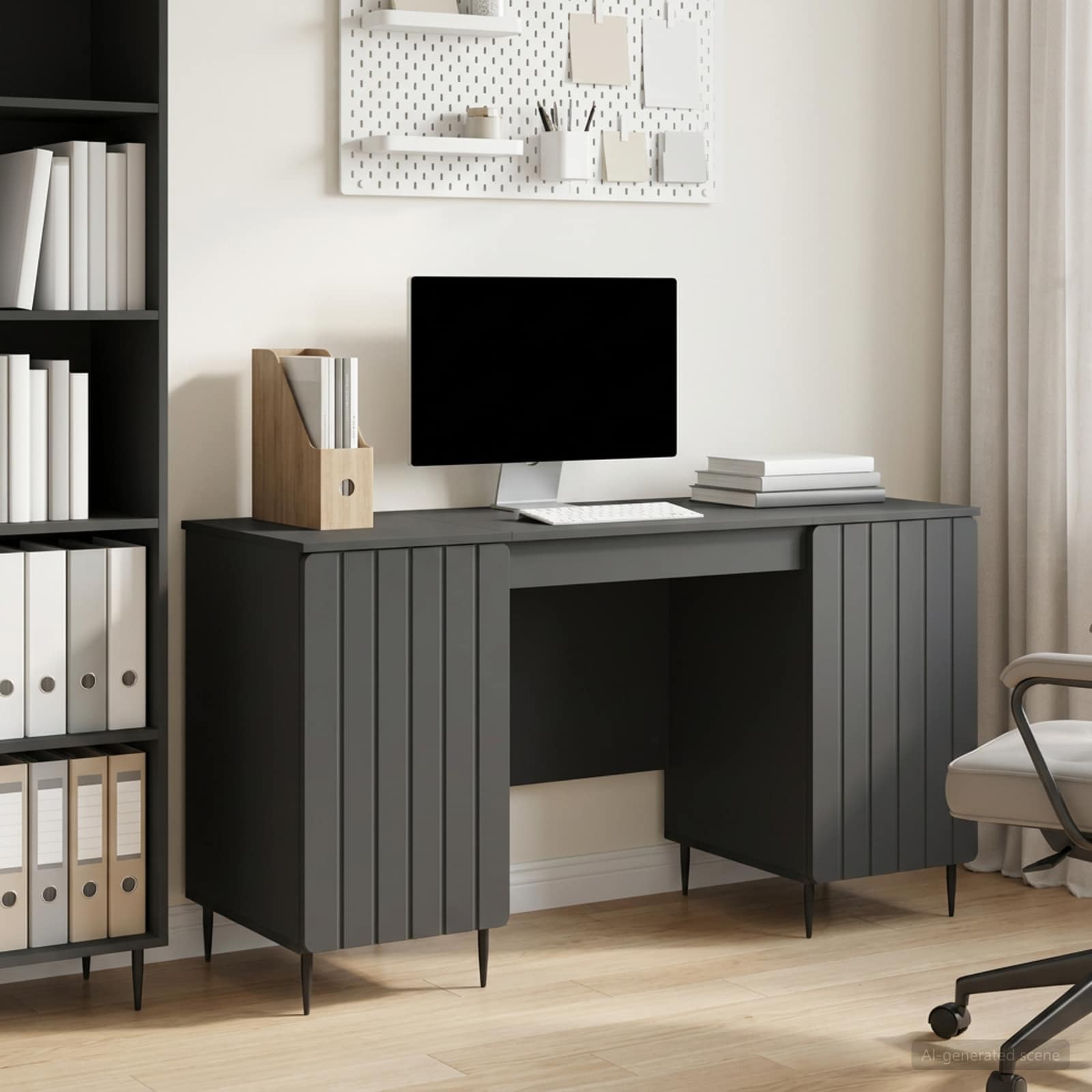 Schreibtisch mit Regal Schwarz 142,5 x 50 x 75 cm Holzwerkstoff