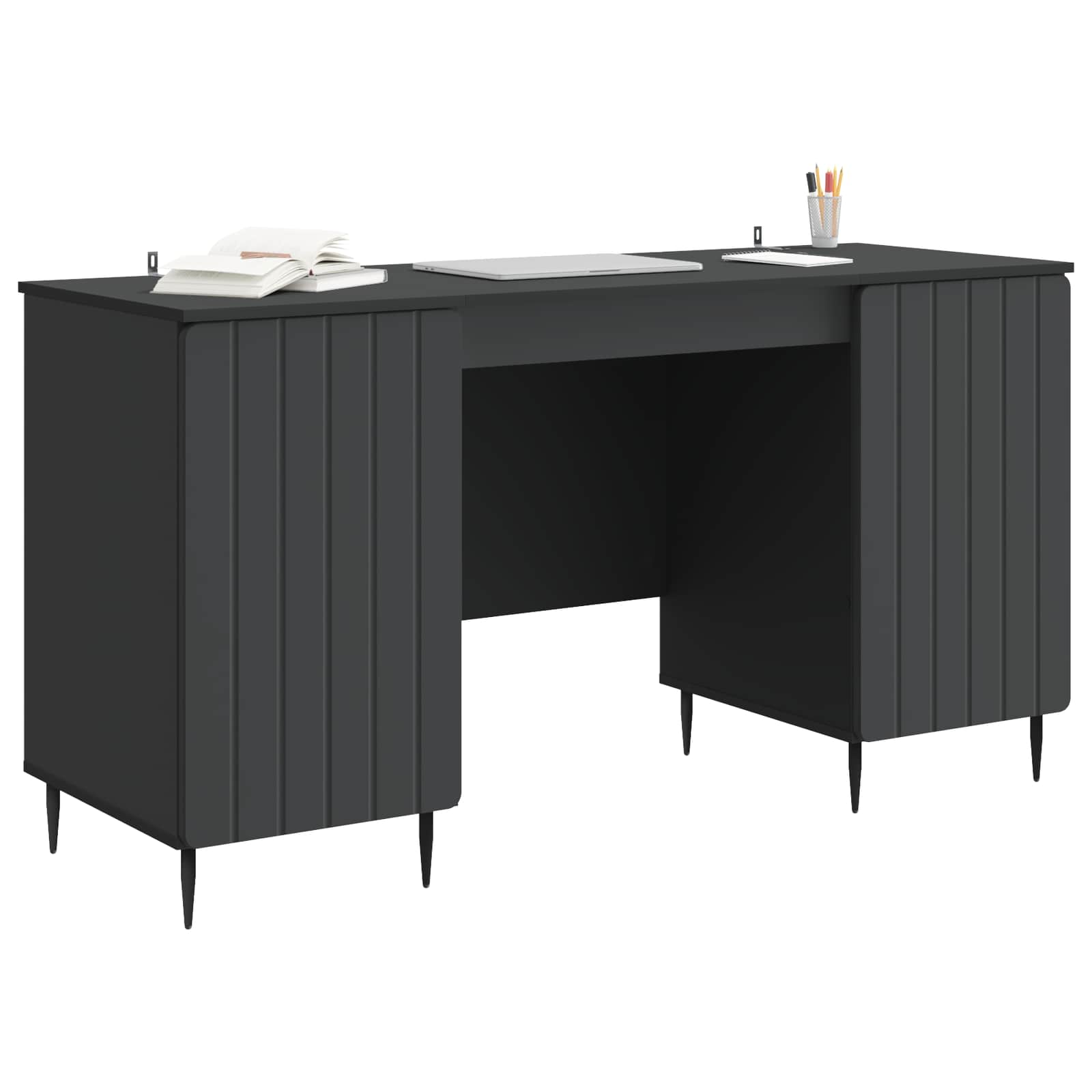 Schreibtisch mit Regal Schwarz 142,5 x 50 x 75 cm Holzwerkstoff