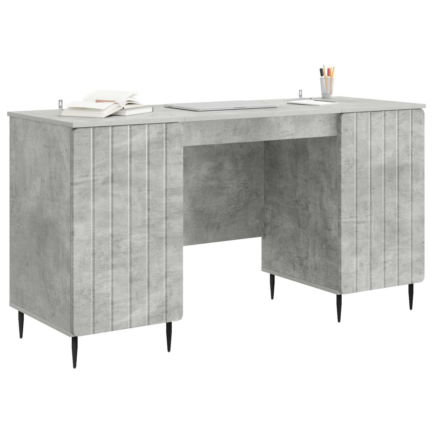 Schreibtisch mit Tür Betongrau 142,5 x 50 x 75 cm Holzwerkstoff