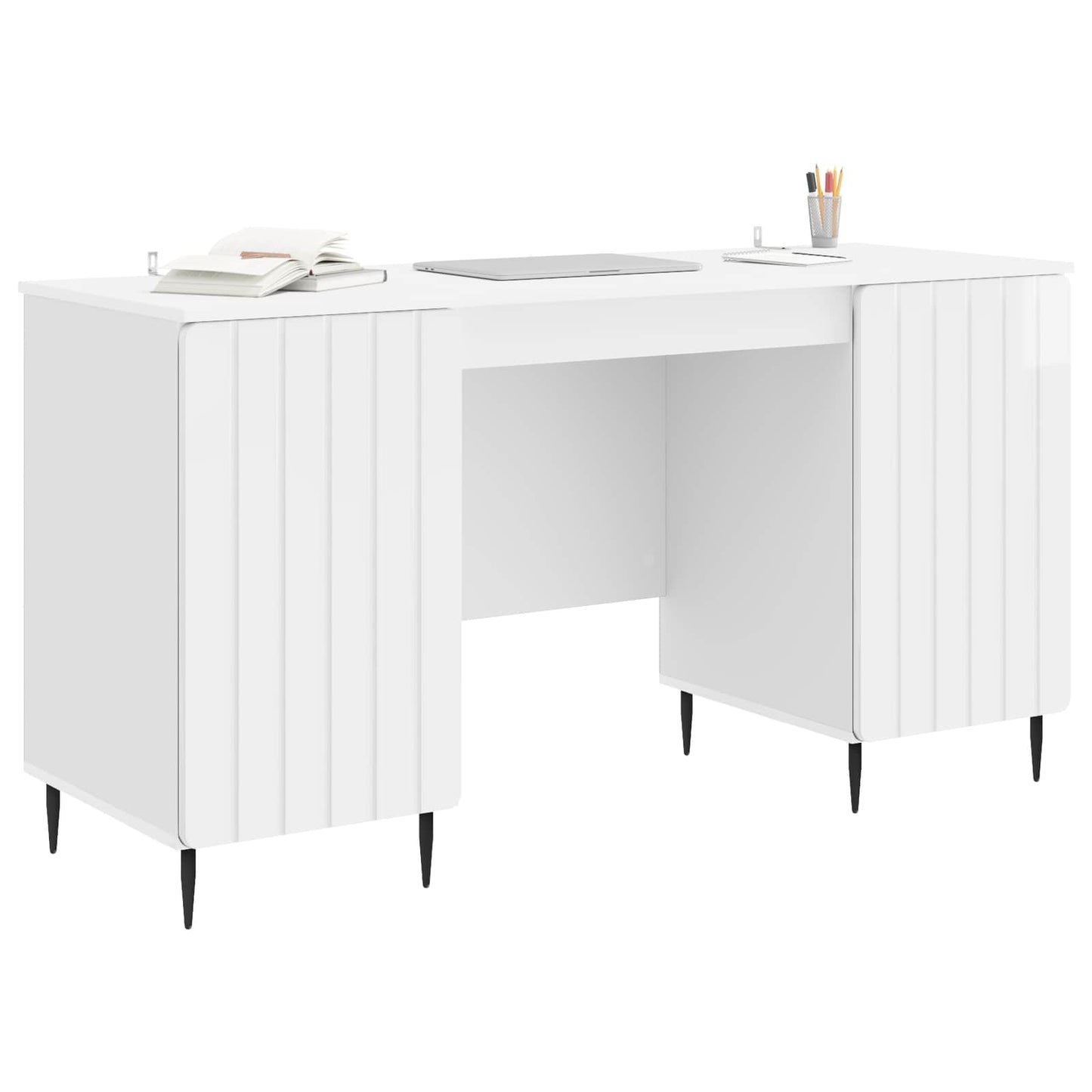 Schreibtisch Hochglanz Weiß 142,5 x 50 x 75 cm Holzwerkstoff