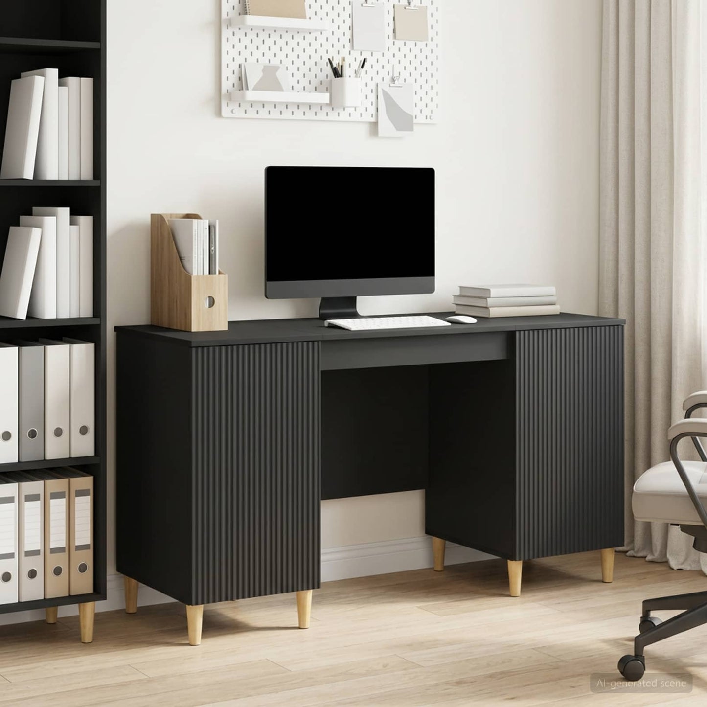 Schreibtisch mit Regal Schwarz 142,5 x 50 x 75 cm Holzwerkstoff
