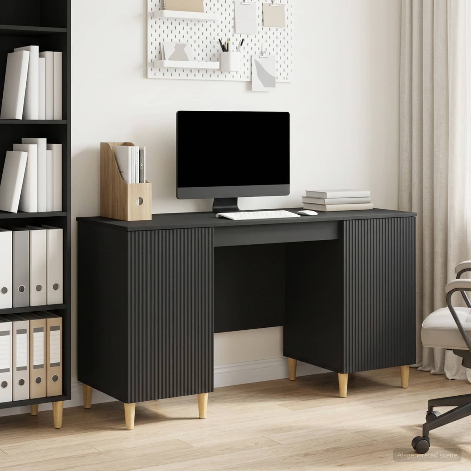 Schreibtisch mit Regal Schwarz 142,5 x 50 x 75 cm Holzwerkstoff