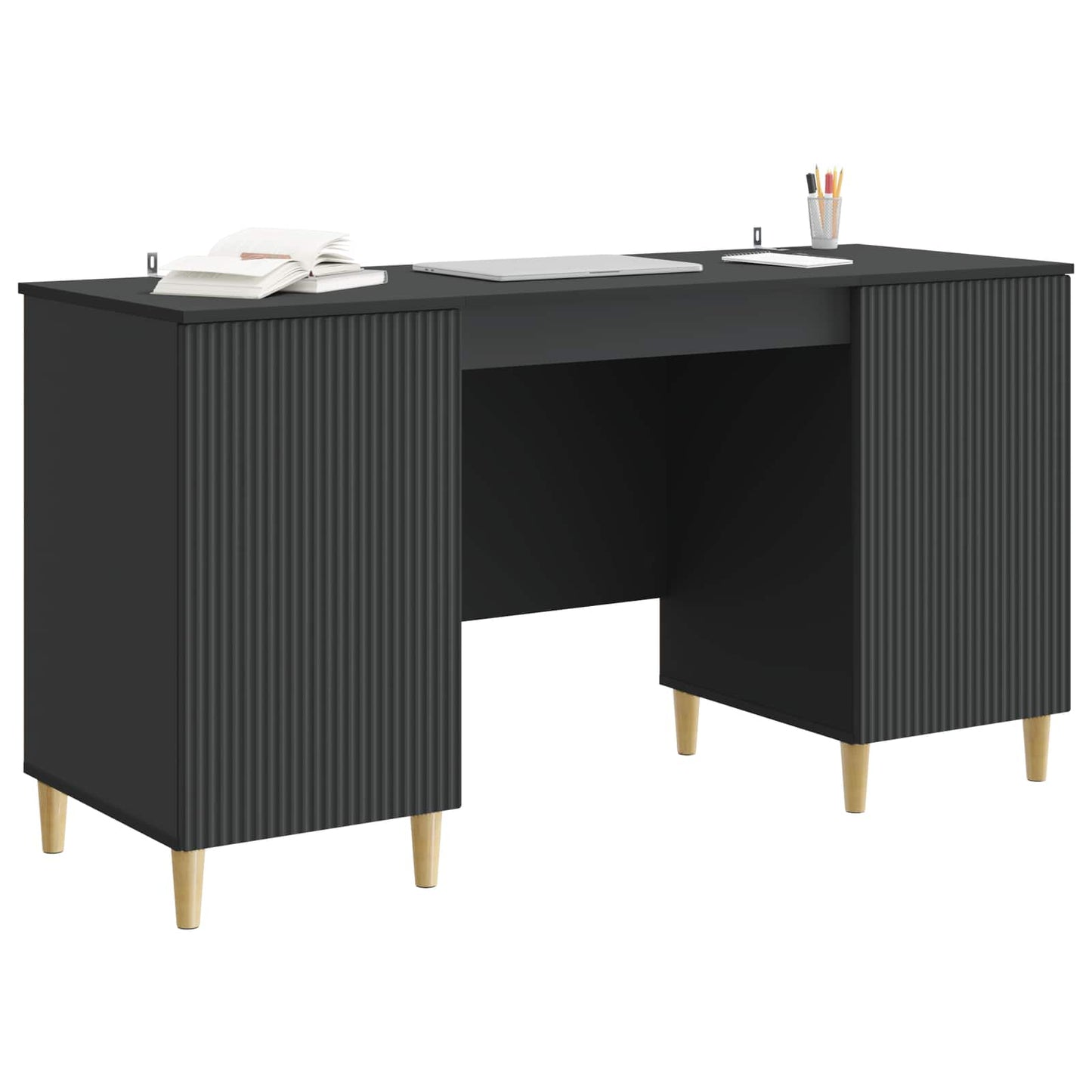 Schreibtisch mit Regal Schwarz 142,5 x 50 x 75 cm Holzwerkstoff