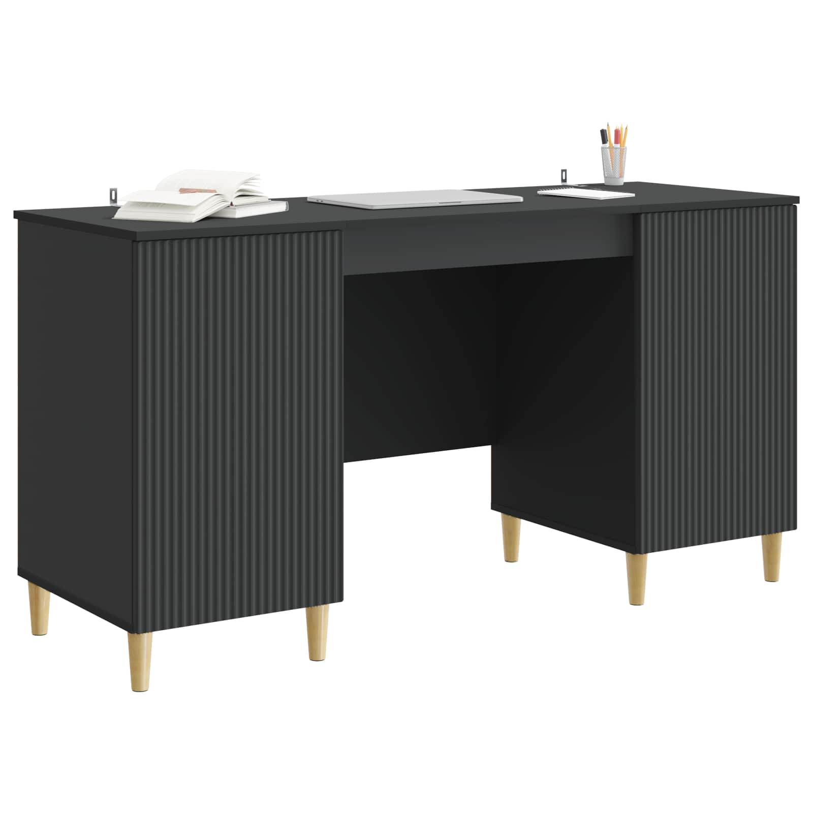 Schreibtisch mit Regal Schwarz 142,5 x 50 x 75 cm Holzwerkstoff