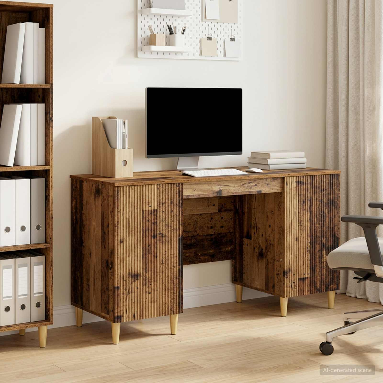 Schreibtisch mit Regal Altholz 142,5 x 50 x 75 cm Holzwerkstoff