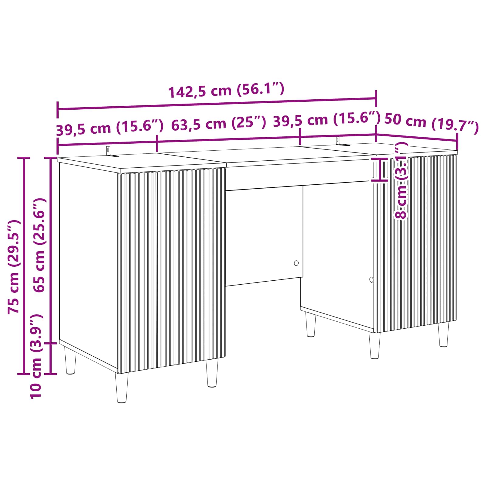 Schreibtisch mit Regal Altholz 142,5 x 50 x 75 cm Holzwerkstoff