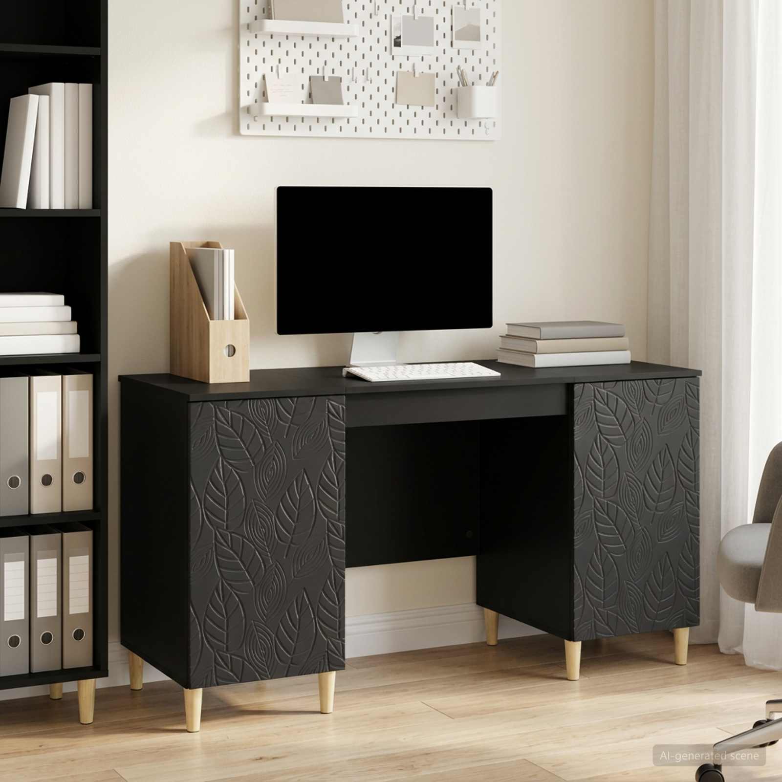 Schreibtisch Schwarz Holzwerkstoff 142,5 x 50 x 75 cm