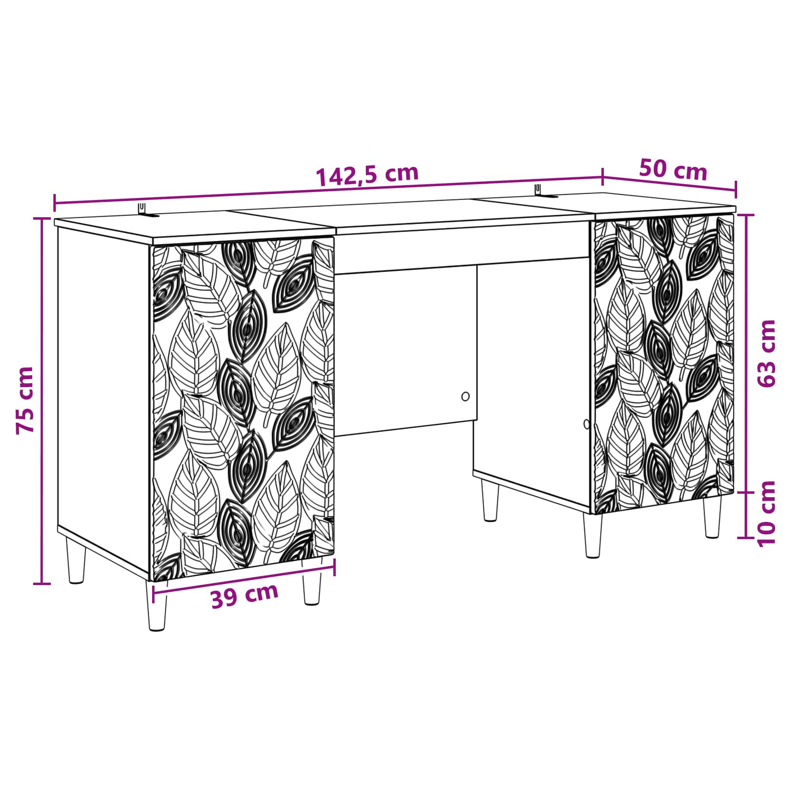 Schreibtisch Artisan-Eiche Holzwerkstoff 142,5 x 50 x 75 cm
