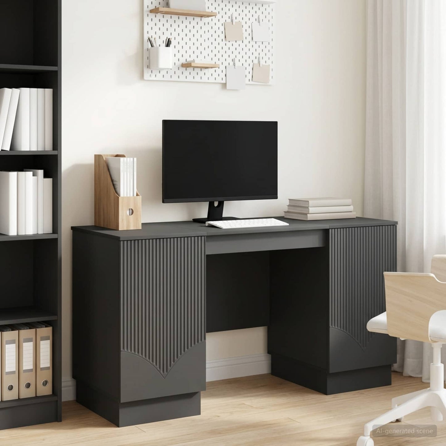 Schreibtisch mit Regal Schwarz 142,5 x 50 x 75 cm Holzwerkstoff