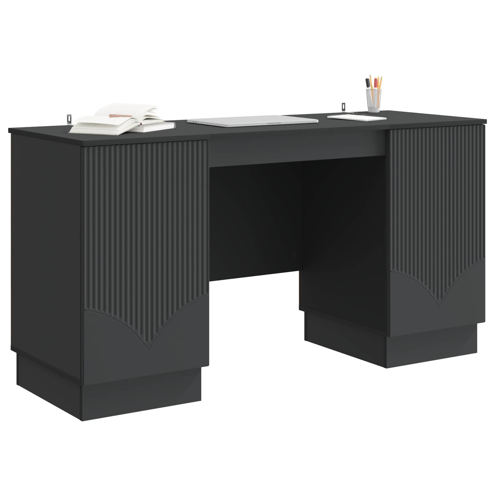 Schreibtisch mit Regal Schwarz 142,5 x 50 x 75 cm Holzwerkstoff
