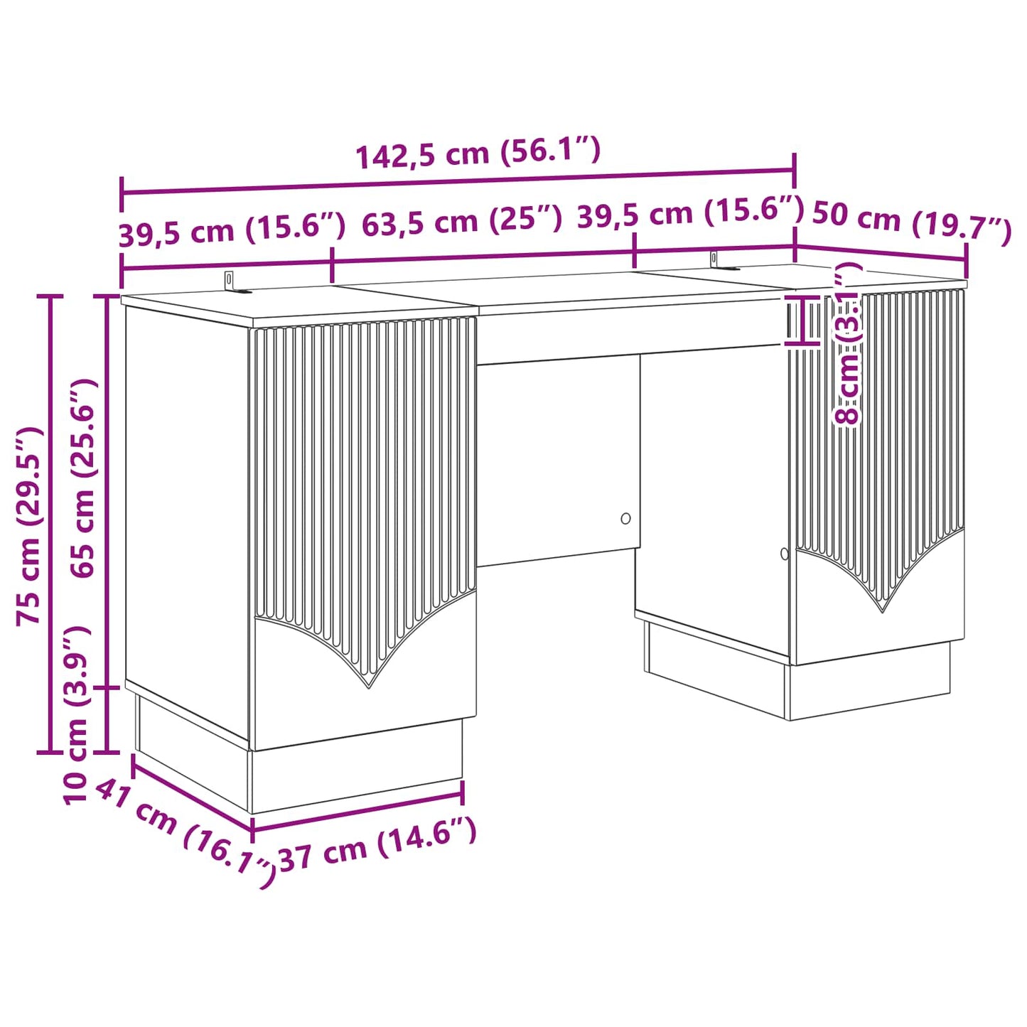 Schreibtisch mit Regal Schwarz 142,5 x 50 x 75 cm Holzwerkstoff