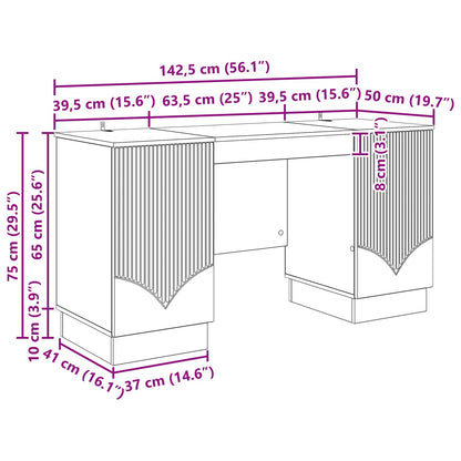 Schreibtisch Artisan-Eiche Holzwerkstoff 142,5 x 50 x 75 cm