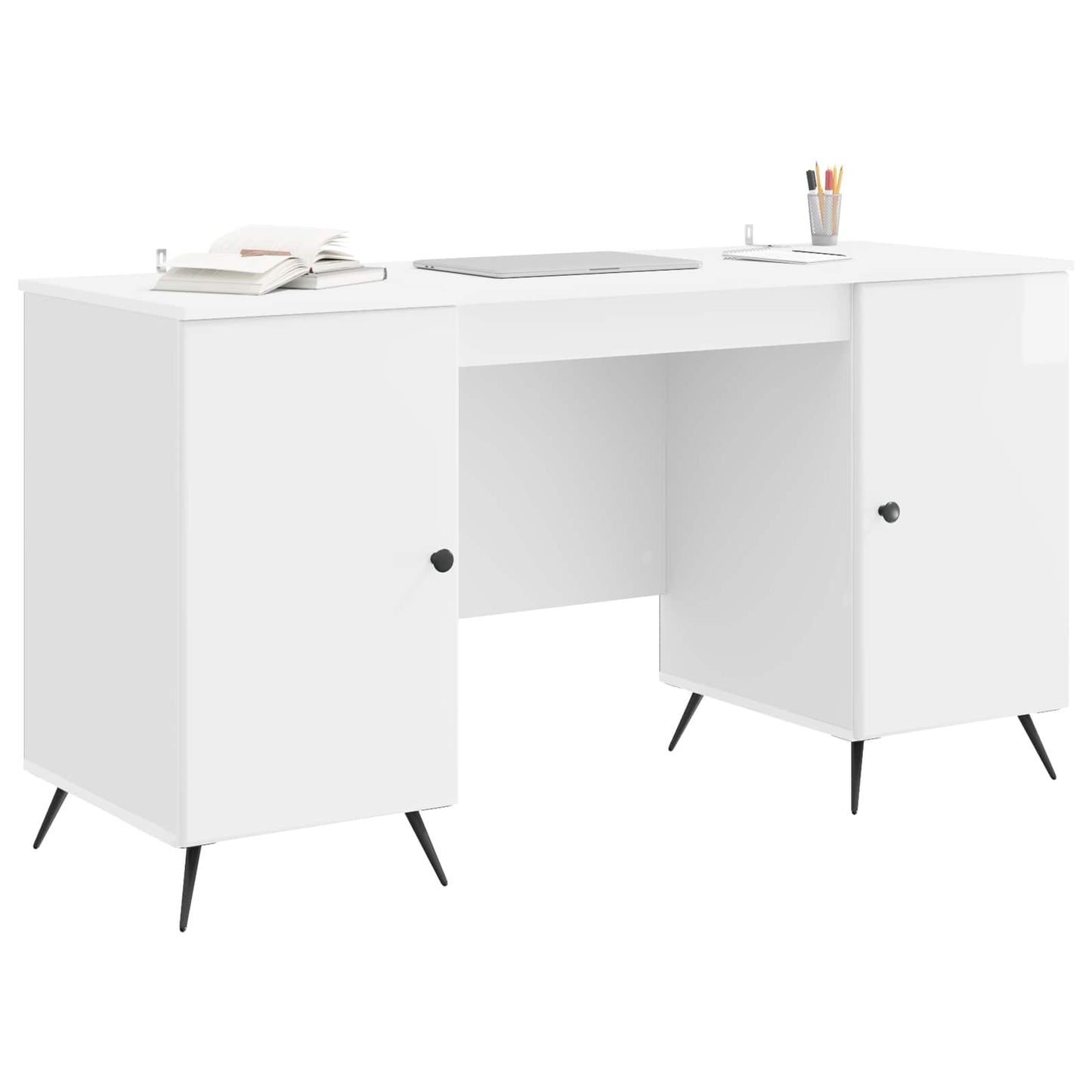 Schreibtisch Hochglanz Weiß 142,5 x 50 x 75 cm Holzwerkstoff