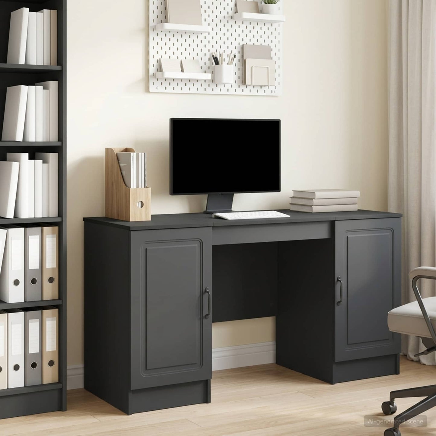 Schreibtisch mit Regal Schwarz 142,5 x 50 x 75 cm Holzwerkstoff