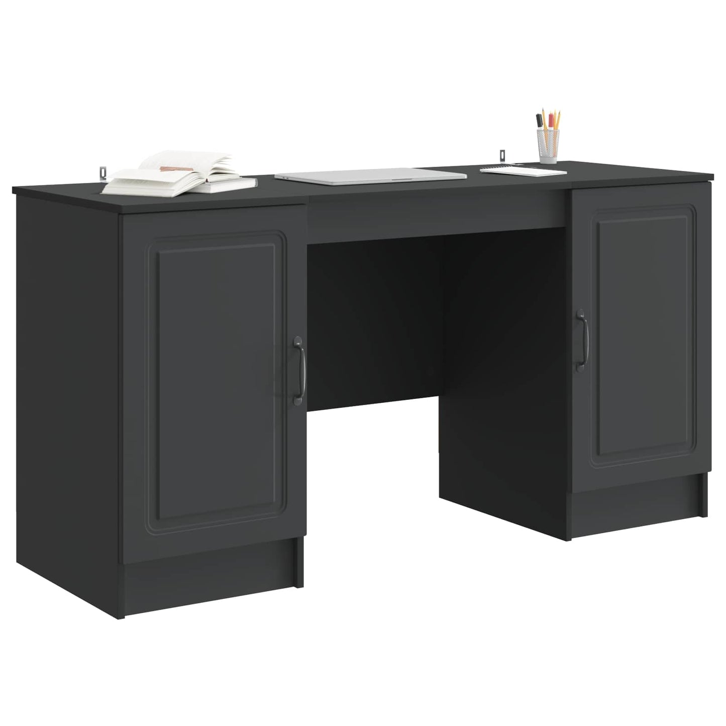 Schreibtisch mit Regal Schwarz 142,5 x 50 x 75 cm Holzwerkstoff