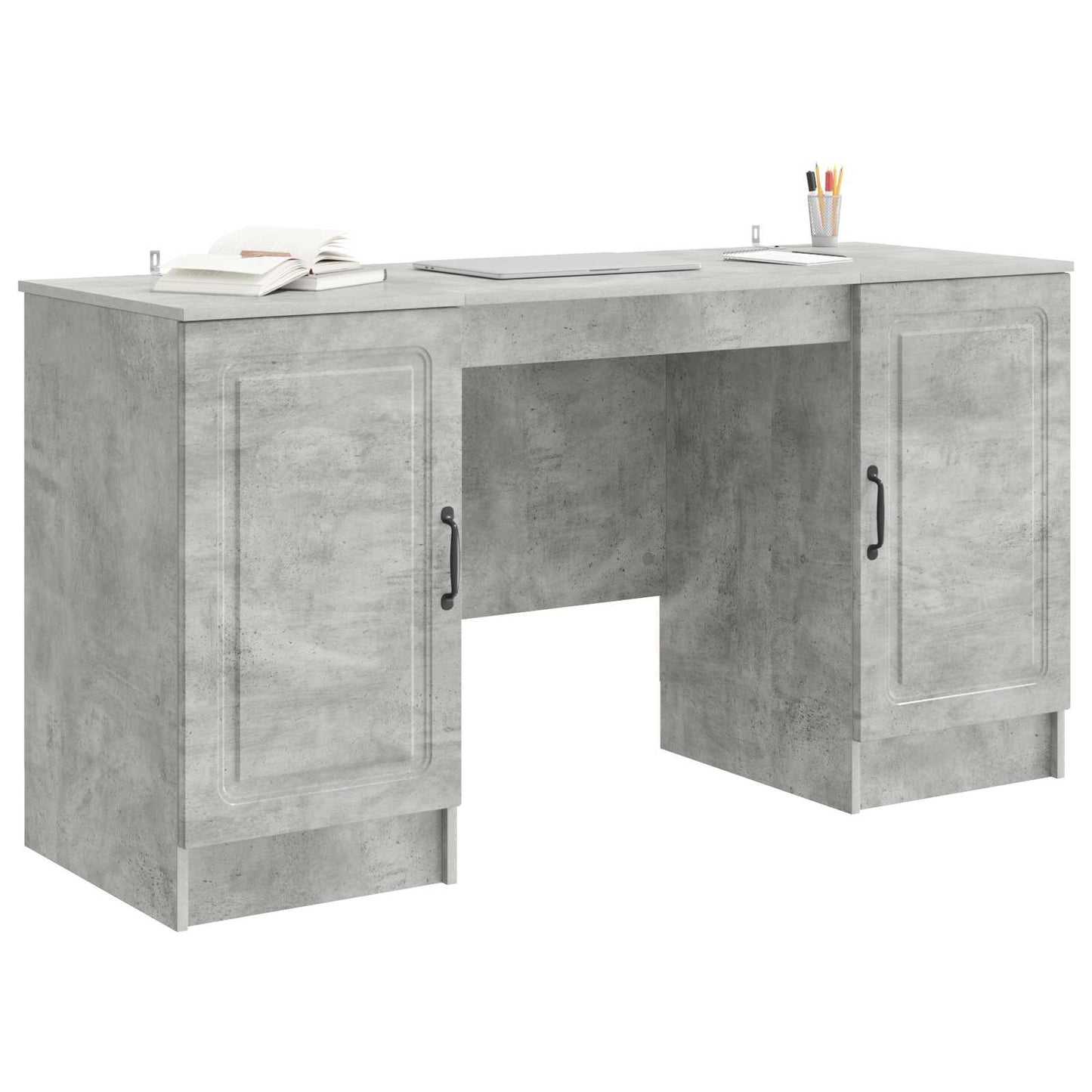 Schreibtisch mit Tür Betongrau 142,5 x 50 x 75 cm Holzwerkstoff