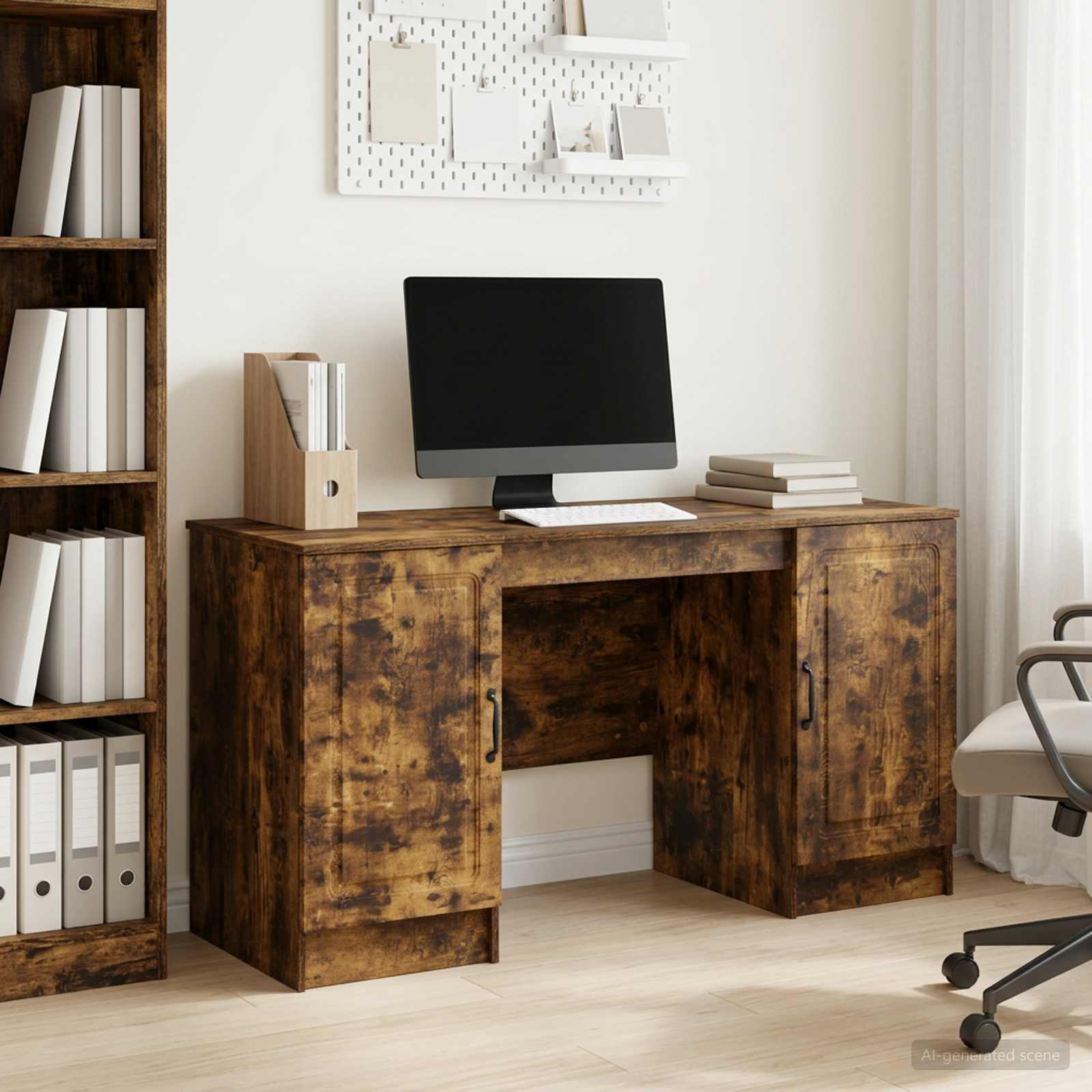 Schreibtisch Räuchereiche 142,5 x 50 x 75 cm Holzwerkstoff