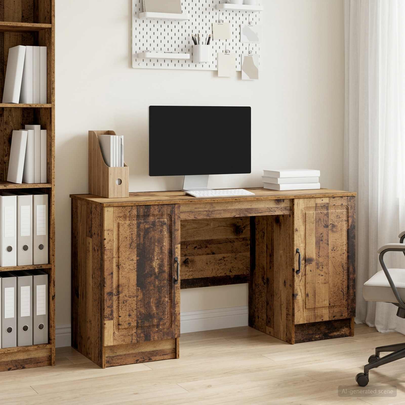 Schreibtisch mit Regal Altholz 142,5 x 50 x 75 cm Holzwerkstoff