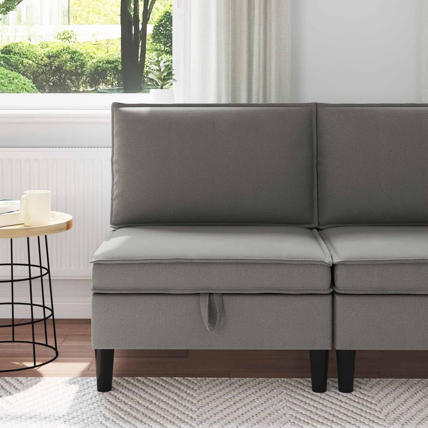 Mittelsofa mit Stauraum Dunkelgrau Samt