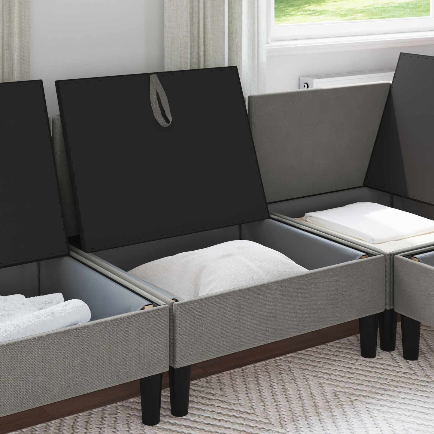 Mittelsofa mit Stauraum Dunkelgrau Samt